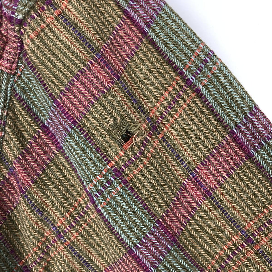 90s-00'S LLBean Vintage Check Pattern Stand Collar Shirt, Men's Size XL (approx.) cotton green type Vintage Second Hand