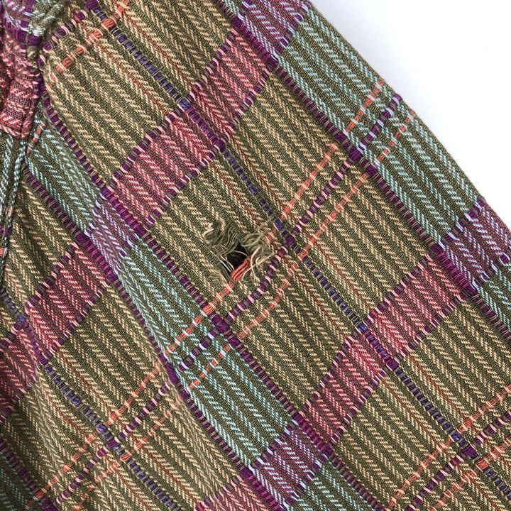 90s-00'S LLBean Vintage Check Pattern Stand Collar Shirt, Men's Size XL (approx.) cotton green type Vintage Second Hand