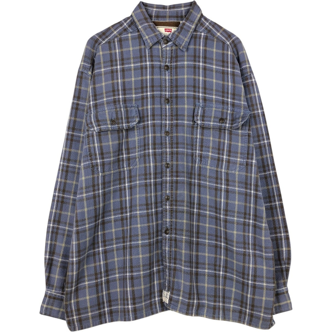 1990'S Levi's 60523-4909 Long-Sleeve Cotton Check Shirt, Men's Size L (approx.), Vintage cotton blue type Vintage Second Hand