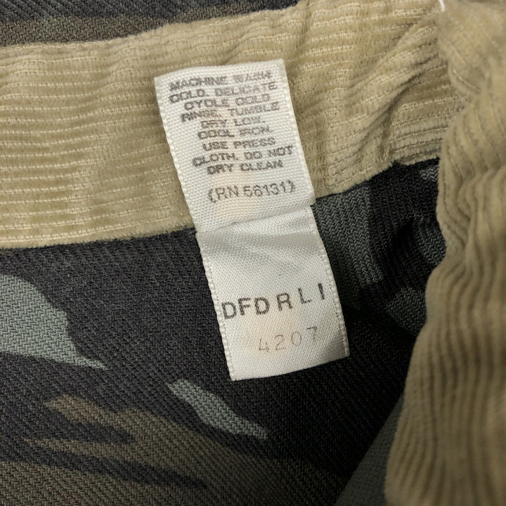 90'S Cabelas Vintage Treebark Camo Military Shirt, Made in USA, Men's Size XL (approx.) polyester Green type dark green Vintage Second Hand