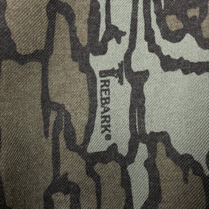 90'S Cabelas Vintage Treebark Camo Military Shirt, Made in USA, Men's Size XL (approx.) polyester Green type dark green Vintage Second Hand
