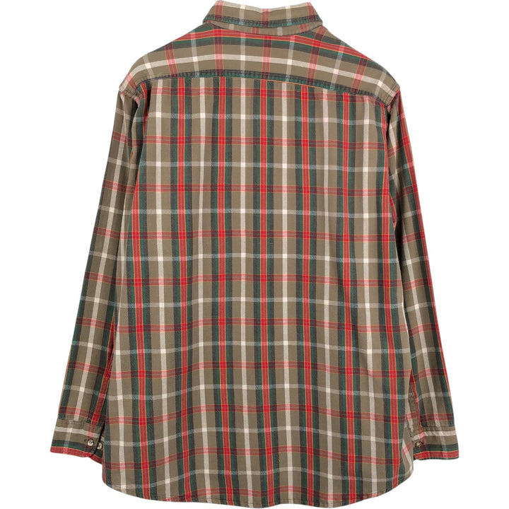 OSHKOSH B'GOSH Check Pattern Long-Sleeve Cotton Shirt, Made in USA, Men's XL Equivalent cotton brown type Vintage Second Hand