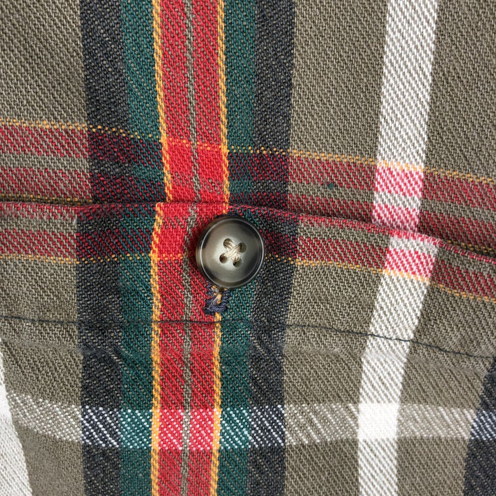 OSHKOSH B'GOSH Check Pattern Long-Sleeve Cotton Shirt, Made in USA, Men's XL Equivalent cotton brown type Vintage Second Hand