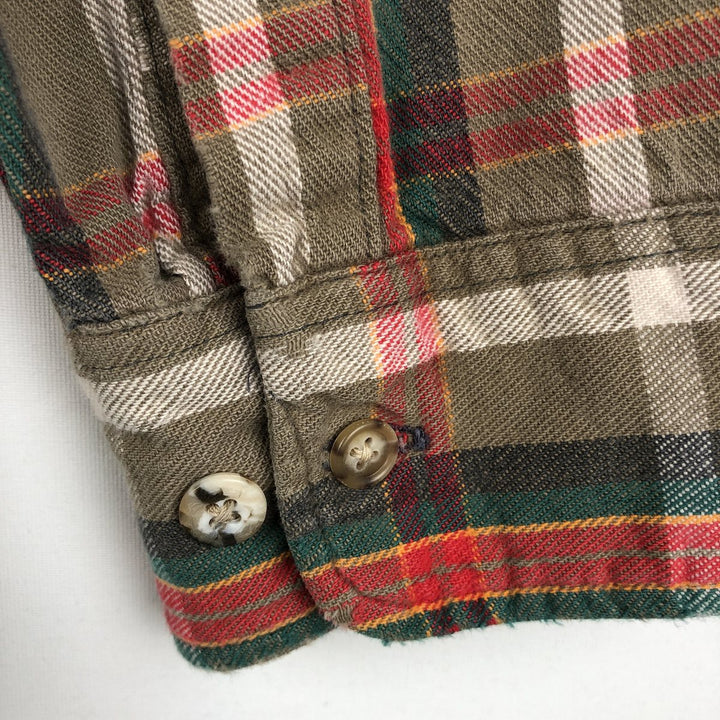OSHKOSH B'GOSH Check Pattern Long-Sleeve Cotton Shirt, Made in USA, Men's XL Equivalent cotton brown type Vintage Second Hand