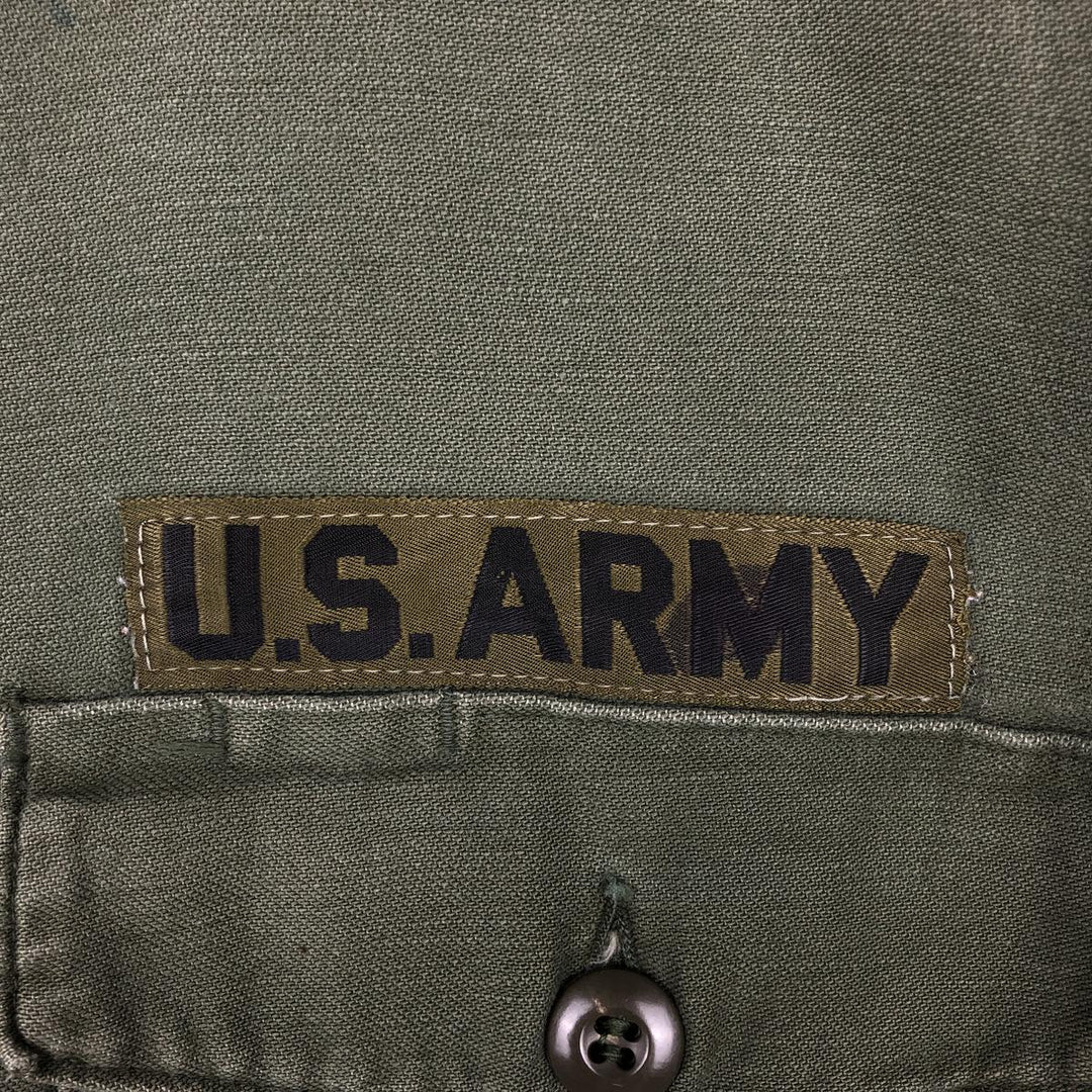 1960'S US Military Issue Utility Shirt, Made in USA, Men's Size M (approx.) cotton Khaki type Vintage Second Hand