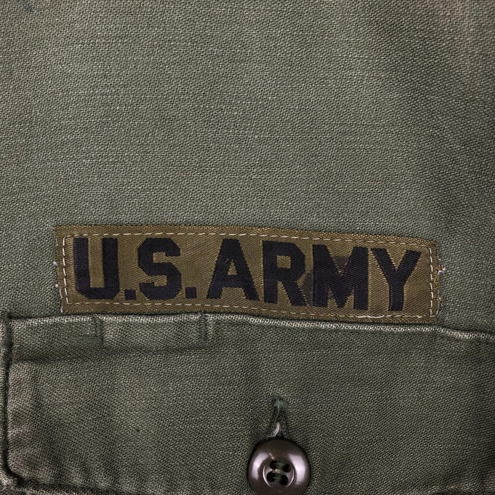 1960'S US Military Issue Utility Shirt, Made in USA, Men's Size M (approx.) cotton Khaki type Vintage Second Hand