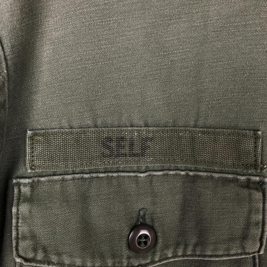 1960'S US Military Issue Utility Shirt, Made in USA, Men's Size M (approx.) cotton Khaki type Vintage Second Hand