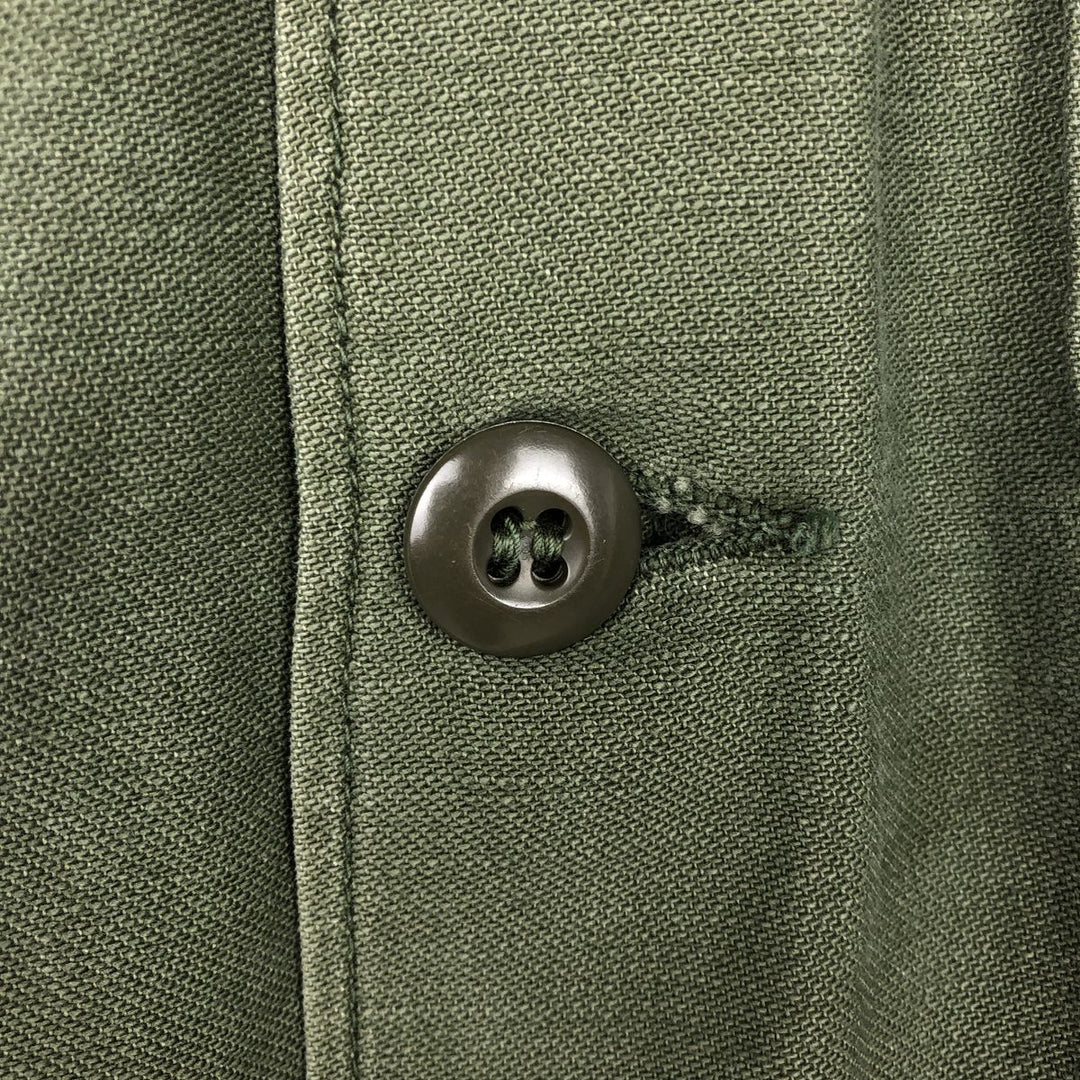 1960'S US Military Issue Utility Shirt, Made in USA, Men's Size M (approx.) cotton Khaki type Vintage Second Hand