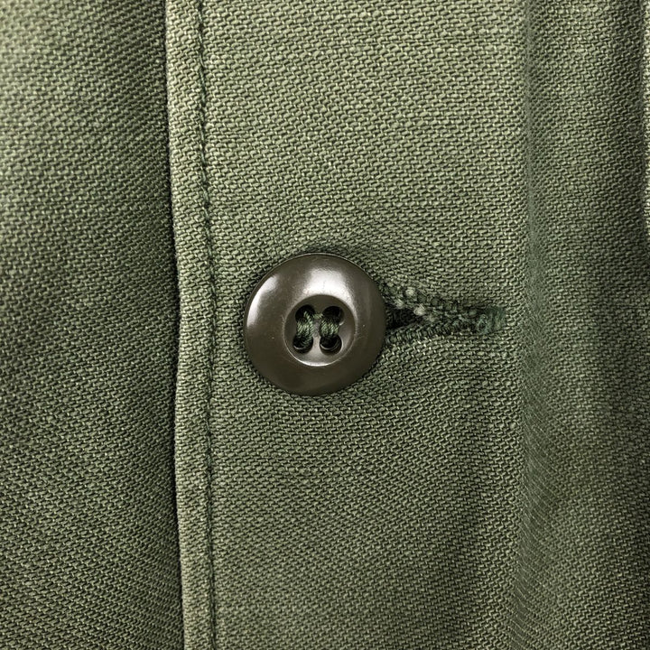 1960'S US Military Issue Utility Shirt, Made in USA, Men's Size M (approx.) cotton Khaki type Vintage Second Hand
