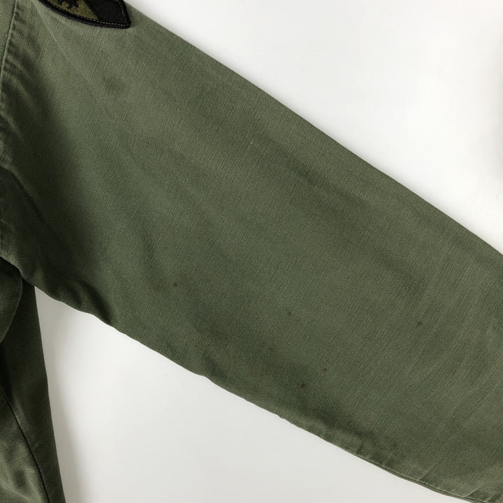 1960'S US Military Issue Utility Shirt, Made in USA, Men's Size M (approx.) cotton Khaki type Vintage Second Hand