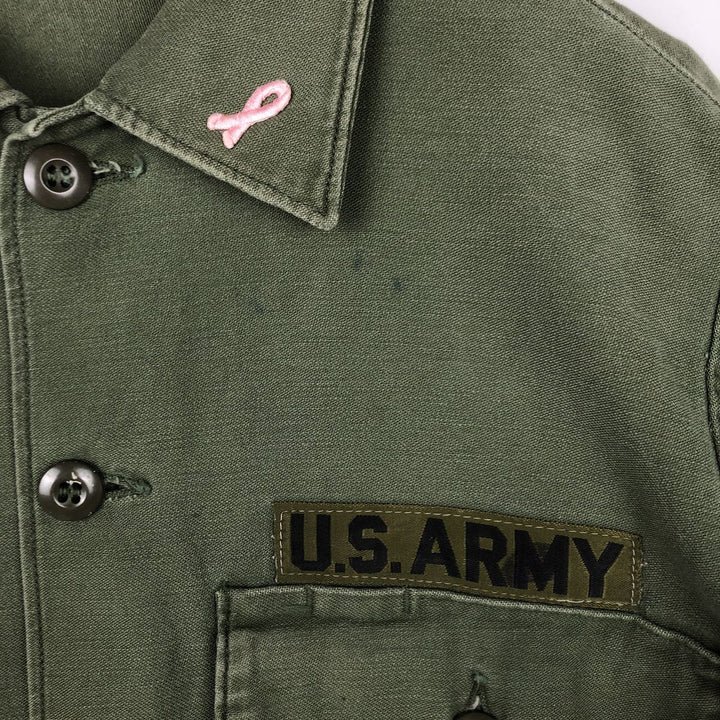1960'S US Military Issue Utility Shirt, Made in USA, Men's Size M (approx.) cotton Khaki type Vintage Second Hand