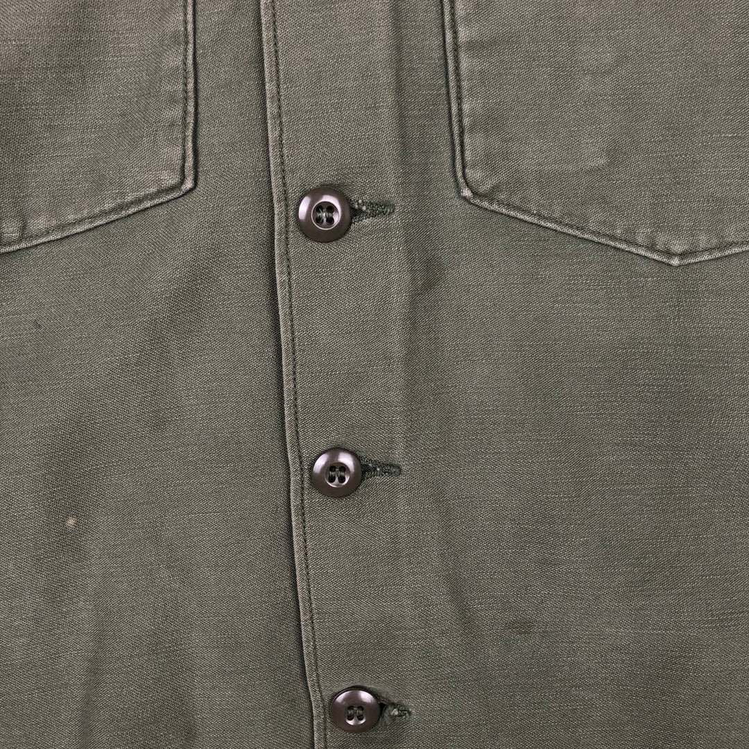 1960'S US Military Issue Utility Shirt, Made in USA, Men's Size M (approx.) cotton Khaki type Vintage Second Hand