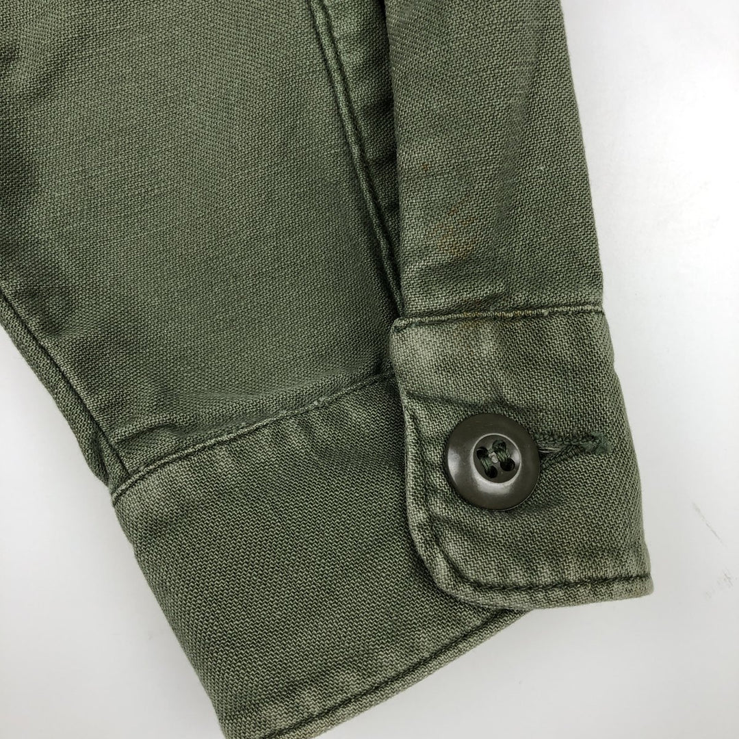 1960'S US Military Issue Utility Shirt, Made in USA, Men's Size M (approx.) cotton Khaki type Vintage Second Hand