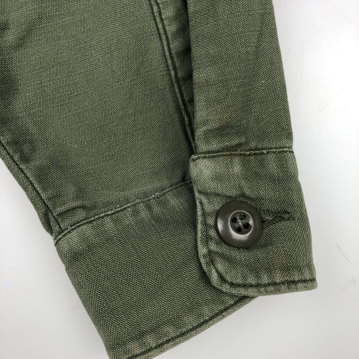 1960'S US Military Issue Utility Shirt, Made in USA, Men's Size M (approx.) cotton Khaki type Vintage Second Hand