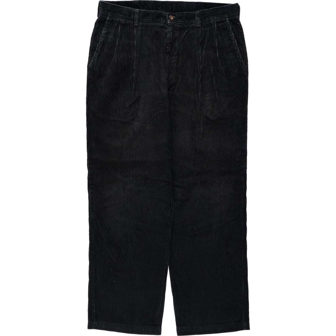 HAGGAR black label two-pleat wide-wale corduroy pants, men's size W34 (approx.) cotton navy blue type Vintage Second Hand