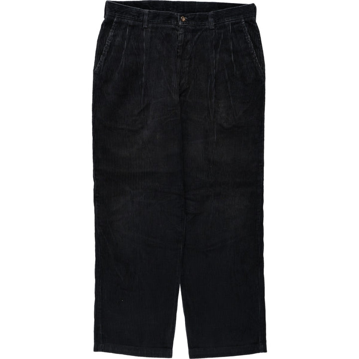 HAGGAR black label two-pleat wide-wale corduroy pants, men's size W34 (approx.) cotton navy blue type Vintage Second Hand