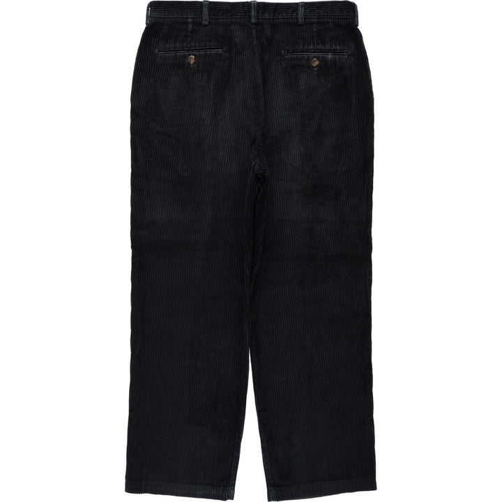 HAGGAR black label two-pleat wide-wale corduroy pants, men's size W34 (approx.) cotton navy blue type Vintage Second Hand