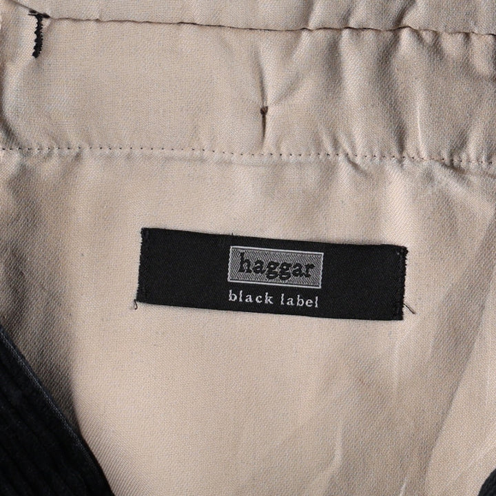HAGGAR black label two-pleat wide-wale corduroy pants, men's size W34 (approx.) cotton navy blue type Vintage Second Hand