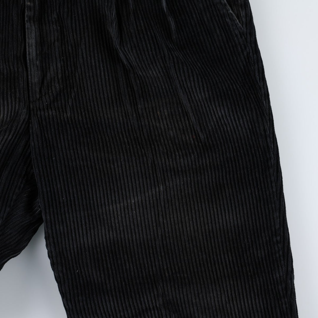 HAGGAR black label two-pleat wide-wale corduroy pants, men's size W34 (approx.) cotton navy blue type Vintage Second Hand