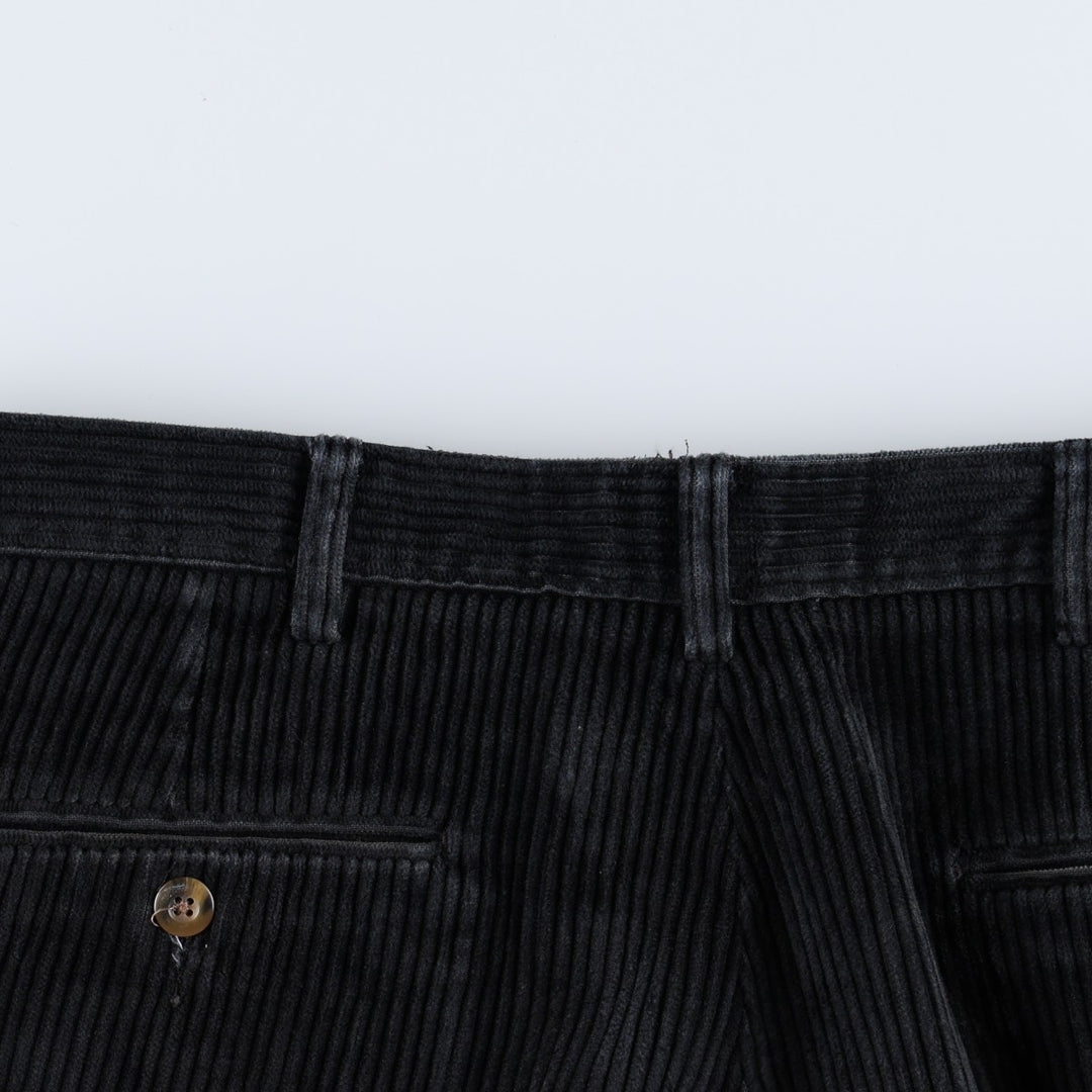 HAGGAR black label two-pleat wide-wale corduroy pants, men's size W34 (approx.) cotton navy blue type Vintage Second Hand