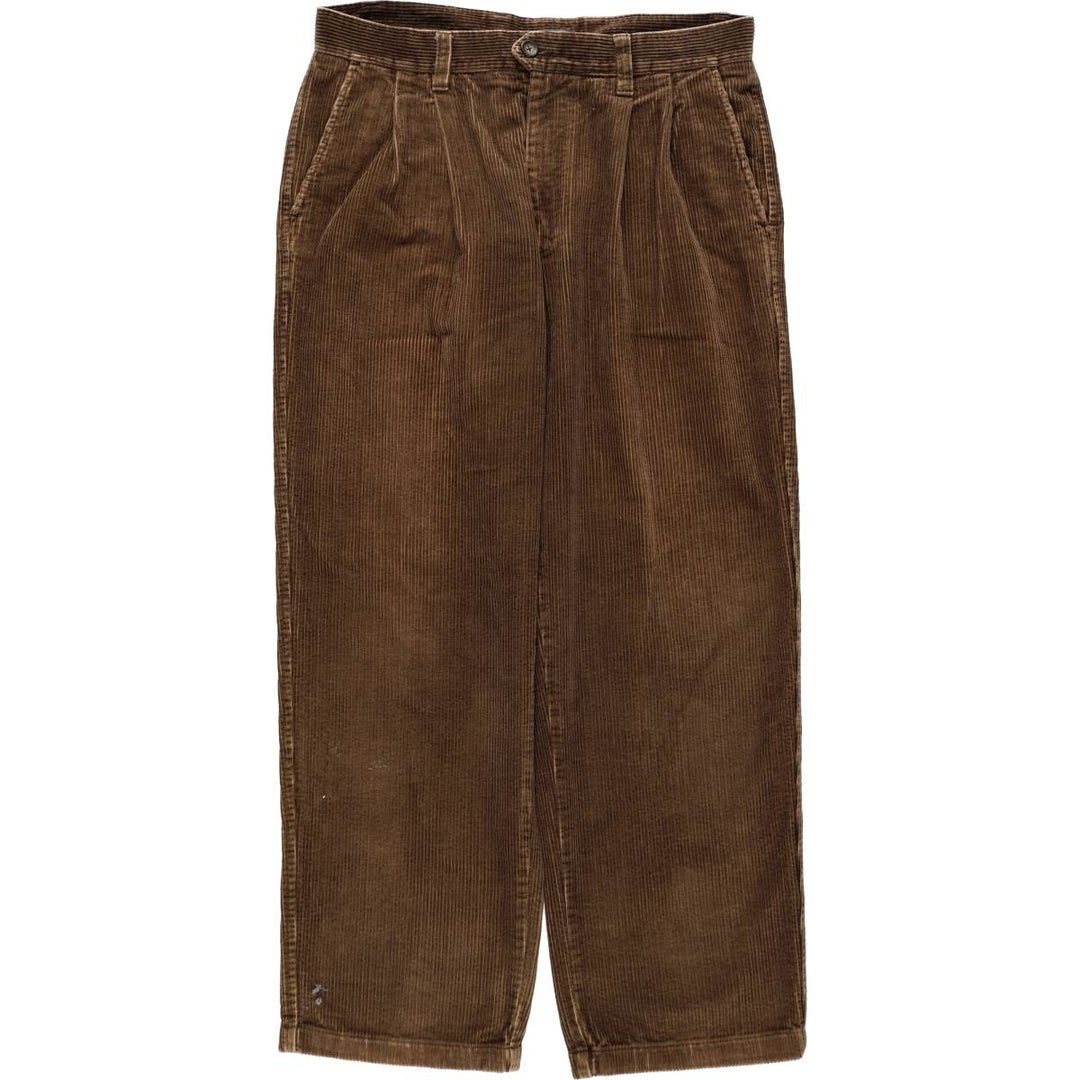 90s-00'S St. John's Bay two-pleat corduroy pants, men's size W34 (approx.) cotton brown type Vintage Second Hand