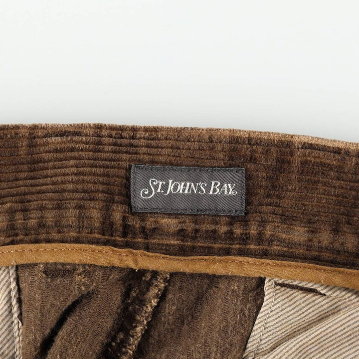 90s-00'S St. John's Bay two-pleat corduroy pants, men's size W34 (approx.) cotton brown type Vintage Second Hand
