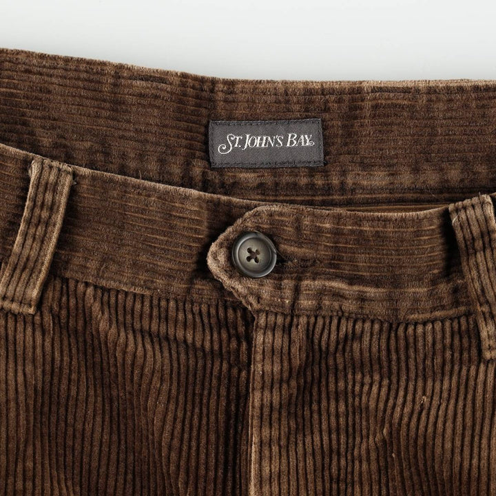 90s-00'S St. John's Bay two-pleat corduroy pants, men's size W34 (approx.) cotton brown type Vintage Second Hand