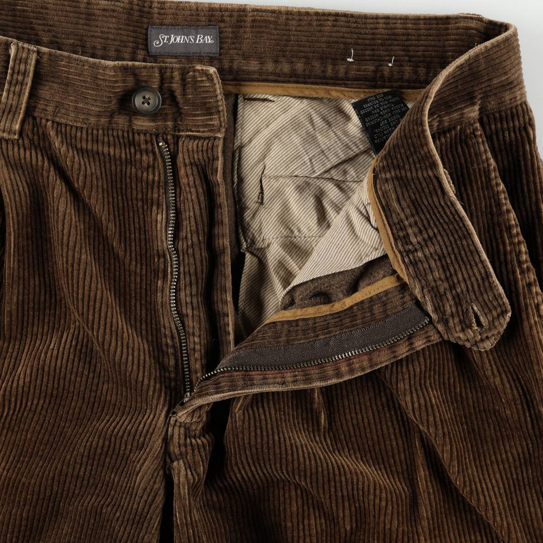 90s-00'S St. John's Bay two-pleat corduroy pants, men's size W34 (approx.) cotton brown type Vintage Second Hand