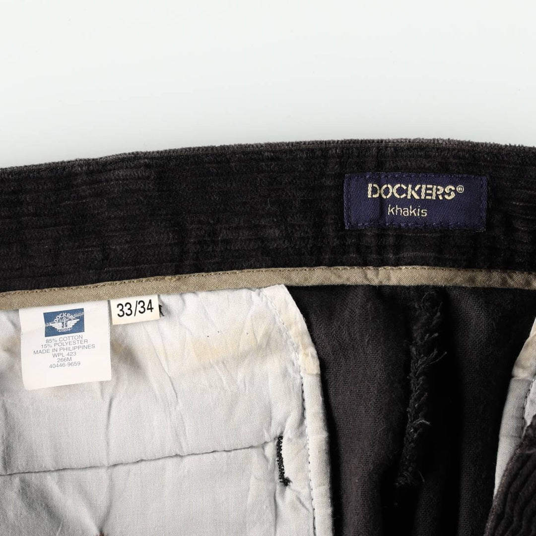 Dockers khakis relaxed fit two-pleat corduroy pants, men's size W33 (approx.) cotton black type Vintage Second Hand