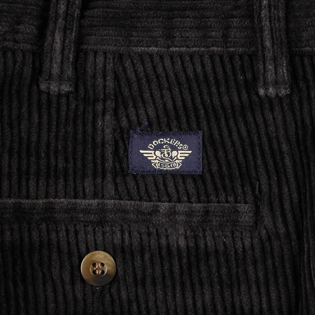 Dockers khakis relaxed fit two-pleat corduroy pants, men's size W33 (approx.) cotton black type Vintage Second Hand