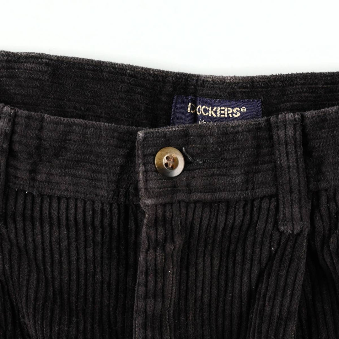 Dockers khakis relaxed fit two-pleat corduroy pants, men's size W33 (approx.) cotton black type Vintage Second Hand