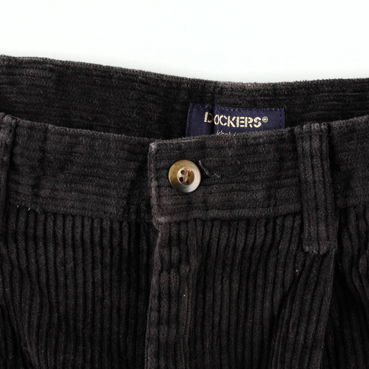 Dockers khakis relaxed fit two-pleat corduroy pants, men's size W33 (approx.) cotton black type Vintage Second Hand