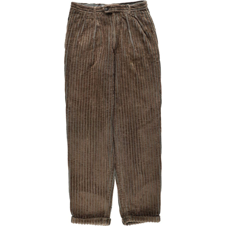 MANUEL RITZ PIPO Two-Pleat Wide-Wale Corduroy Pants, Made in Italy, Men's Size W31 (approx.) cotton brown type Vintage Second Hand