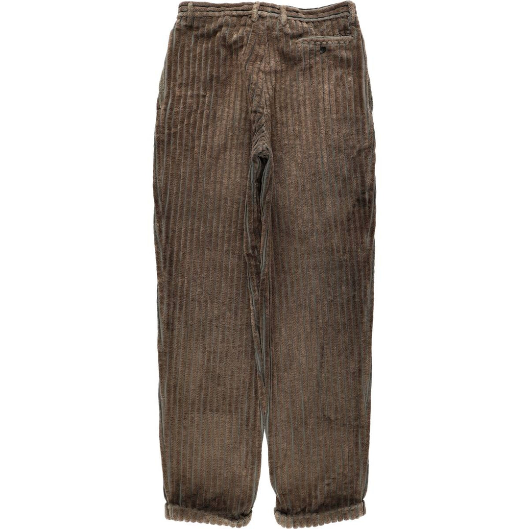 MANUEL RITZ PIPO Two-Pleat Wide-Wale Corduroy Pants, Made in Italy, Men's Size W31 (approx.) cotton brown type Vintage Second Hand