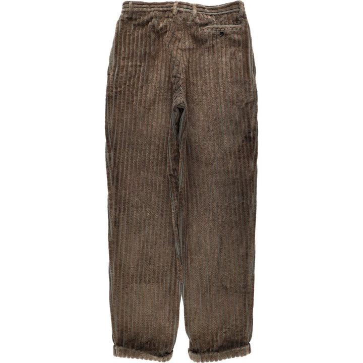 MANUEL RITZ PIPO Two-Pleat Wide-Wale Corduroy Pants, Made in Italy, Men's Size W31 (approx.) cotton brown type Vintage Second Hand