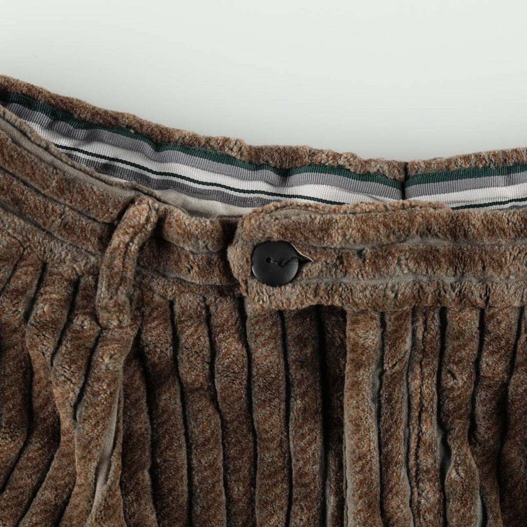 MANUEL RITZ PIPO Two-Pleat Wide-Wale Corduroy Pants, Made in Italy, Men's Size W31 (approx.) cotton brown type Vintage Second Hand
