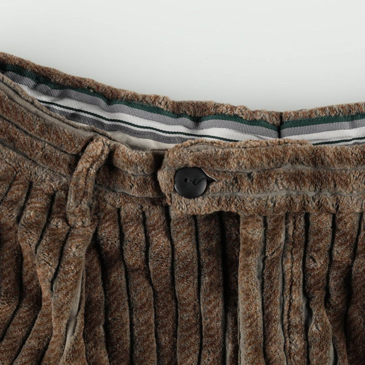MANUEL RITZ PIPO Two-Pleat Wide-Wale Corduroy Pants, Made in Italy, Men's Size W31 (approx.) cotton brown type Vintage Second Hand
