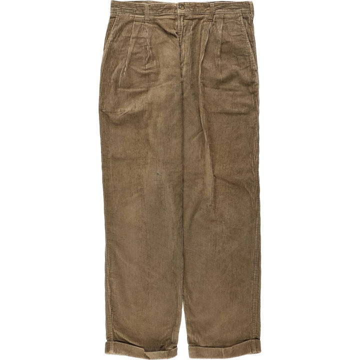 90'S Dockers khakis wide-wale corduroy pants with two pleats, men's size W34 equivalent, vintage. cotton Khaki type brown Vintage Second Hand