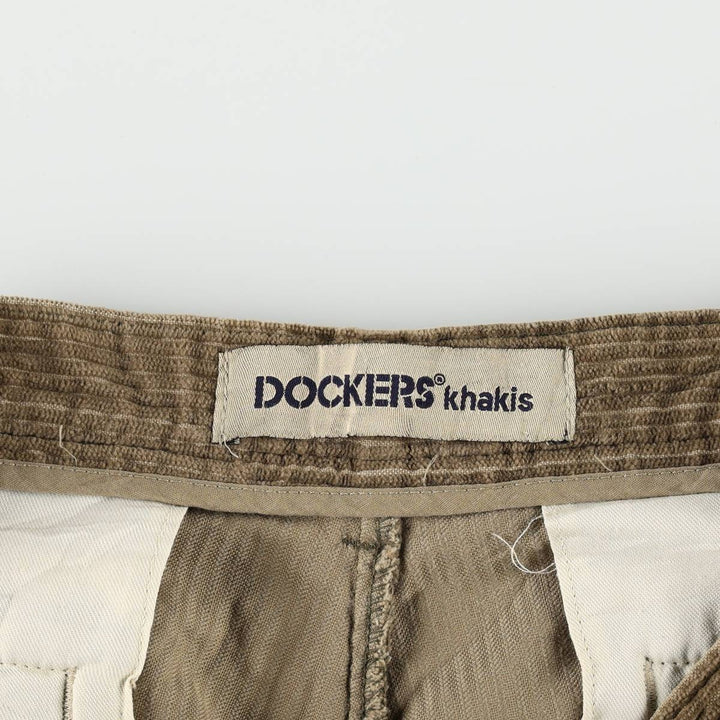 90'S Dockers khakis wide-wale corduroy pants with two pleats, men's size W34 equivalent, vintage. cotton Khaki type brown Vintage Second Hand