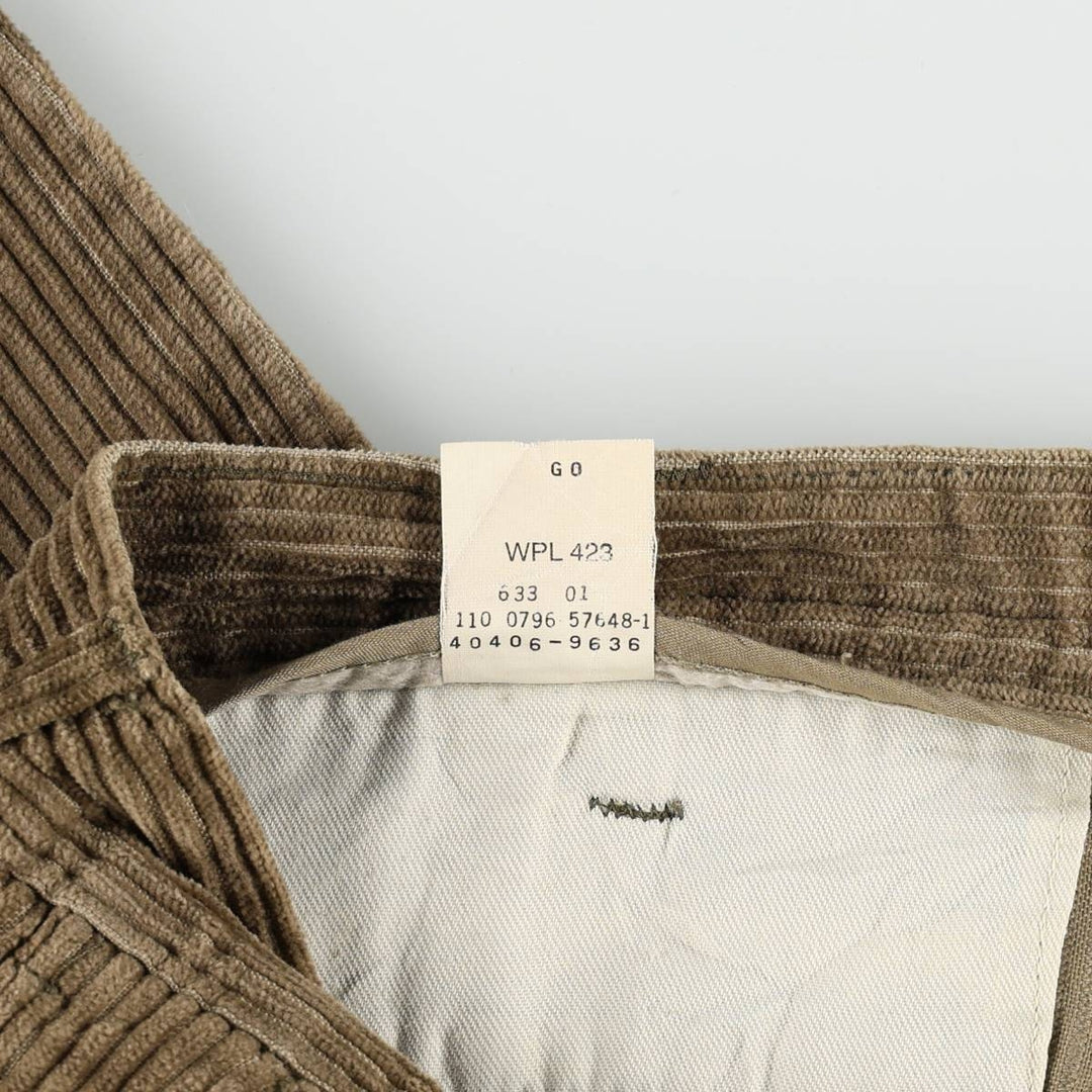 90'S Dockers khakis wide-wale corduroy pants with two pleats, men's size W34 equivalent, vintage. cotton Khaki type brown Vintage Second Hand