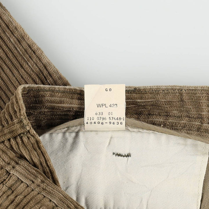 90'S Dockers khakis wide-wale corduroy pants with two pleats, men's size W34 equivalent, vintage. cotton Khaki type brown Vintage Second Hand