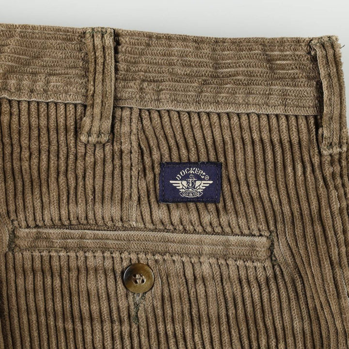 90'S Dockers khakis wide-wale corduroy pants with two pleats, men's size W34 equivalent, vintage. cotton Khaki type brown Vintage Second Hand