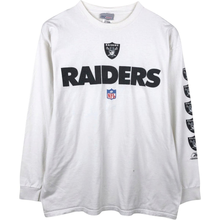 90'S Reebok NFL Las Vegas Raiders Long-Sleeve T-Shirt, Made in USA, Men's Size L (Equivalent), Vintage cotton white type Vintage Second Hand
