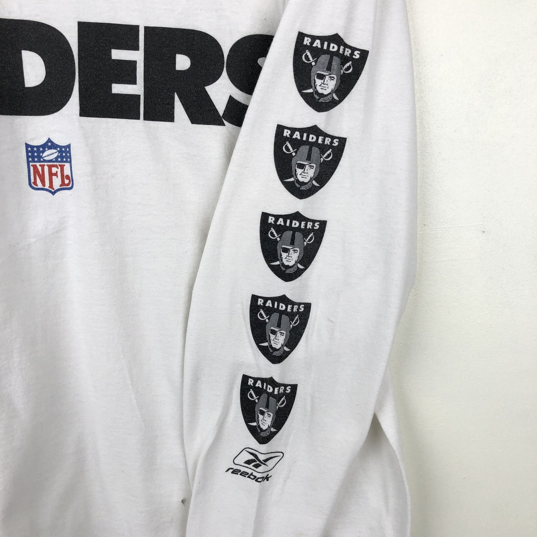 90'S Reebok NFL Las Vegas Raiders Long-Sleeve T-Shirt, Made in USA, Men's Size L (Equivalent), Vintage cotton white type Vintage Second Hand