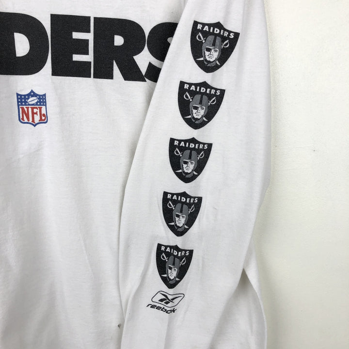 90'S Reebok NFL Las Vegas Raiders Long-Sleeve T-Shirt, Made in USA, Men's Size L (Equivalent), Vintage cotton white type Vintage Second Hand