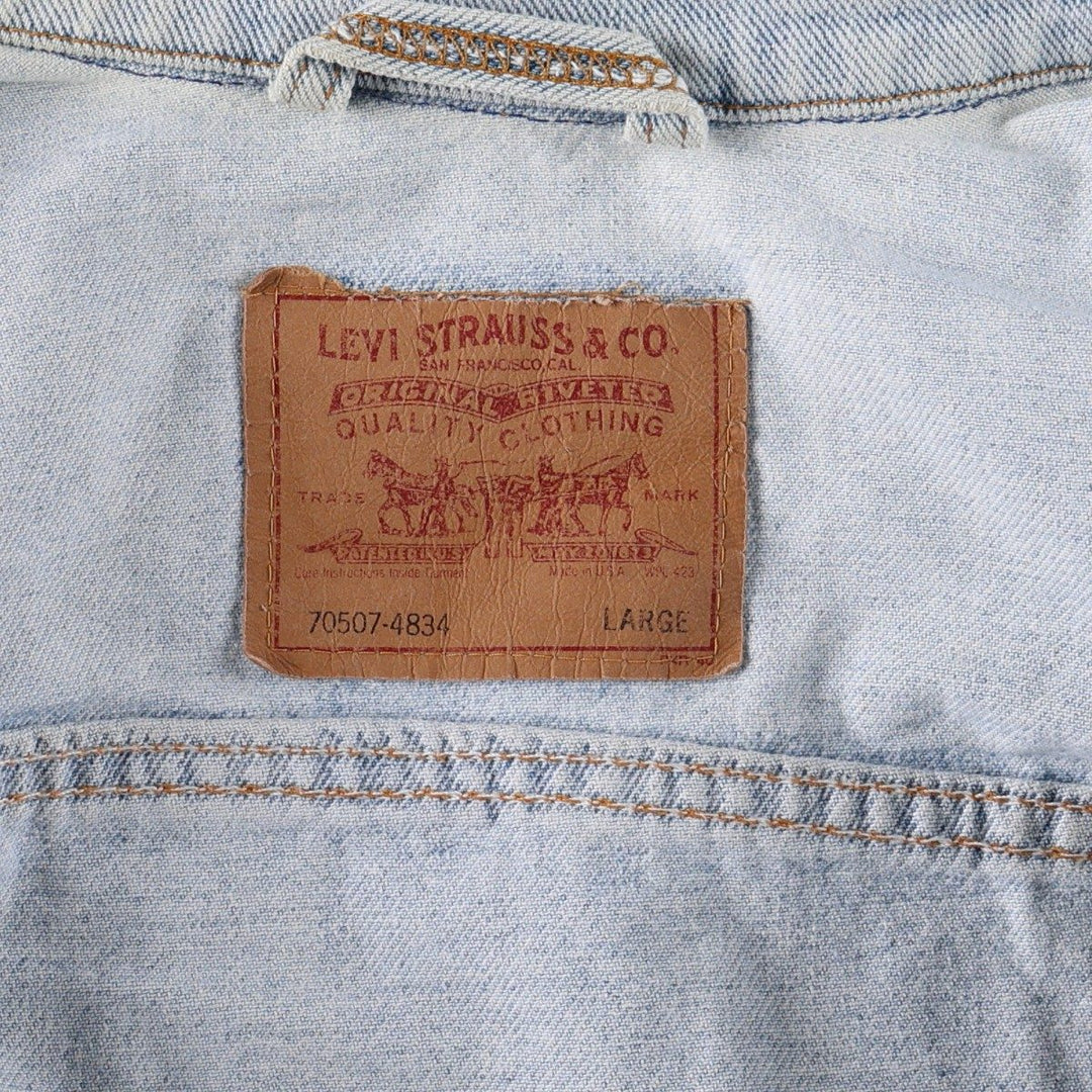 90'S Levi's 70507-4834 Denim Jacket, Men's Size L, Vintage cotton Blue type light blue Vintage Second Hand
