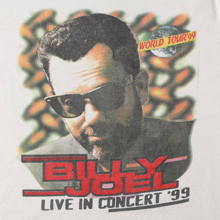 90'S Fruit of the Loom Heavy Cotton Billy Joel Long-Sleeve Band T-Shirt (Men's XL equivalent) cotton white type Vintage Second Hand