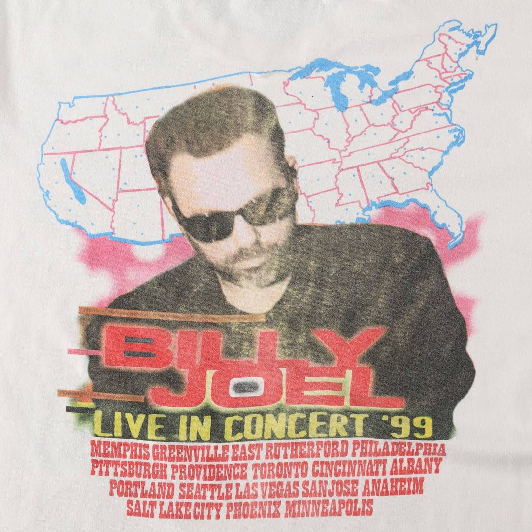 90'S Fruit of the Loom Heavy Cotton Billy Joel Long-Sleeve Band T-Shirt (Men's XL equivalent) cotton white type Vintage Second Hand