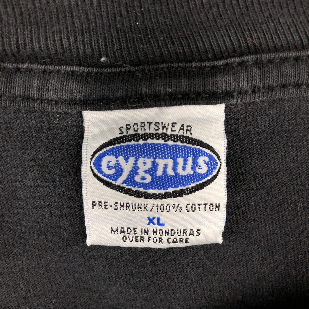 2000'S CYGNUS Fire Pattern Motorcycle Long-Sleeve T-Shirt (Men's XL equivalent) cotton black type Vintage Second Hand