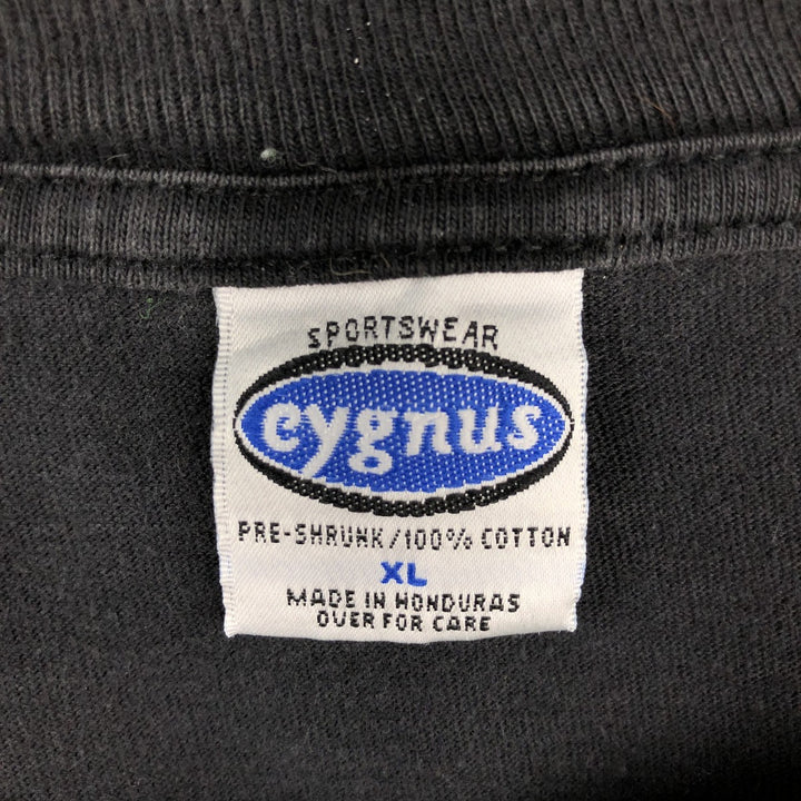 2000'S CYGNUS Fire Pattern Motorcycle Long-Sleeve T-Shirt (Men's XL equivalent) cotton black type Vintage Second Hand
